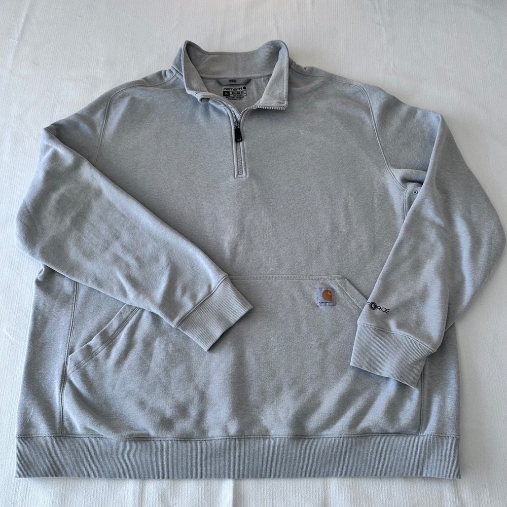 Carhartt Force‎ Relaxed Fit Mens 3XL Quarter Zip Pullover Sweatshirt Gray